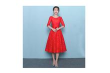 Chic Elegant Three-Quarter Sleeves Length Party Formal Gown