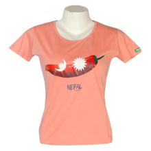 Peach Chilli Nepal Printed T-Shirt For Women