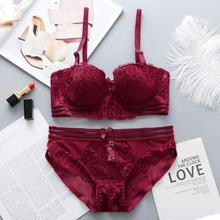 Women Breathable Lingerie Set Sexy Lace Flora Bras Briefs