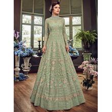 Stylee Lifestyle Green Net Embroidered Dress Material (1817)