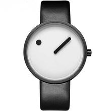 PAIDU Full Matte Black Leather Belt Turntable Watch For Women & Men