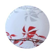 White/Red Leaf Printed 11" Round Melamine Dinner Plate Set - 12 Pieces