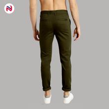 Nyptra Green Stretchable Cotton Chinos For Men