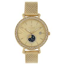 Titan Purple AW-14 Analog Gold Dial Women's Watch - 95015YM01