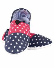 Shikhar Women's Blue Red Star Printed Slip On Moccasins