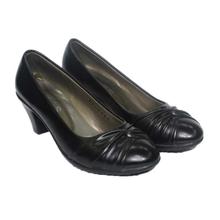 Black Solid Block Heel Shoes For Women