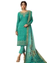 Stylee Lifestyle Green Satin Embroidered Dress Material (1762)