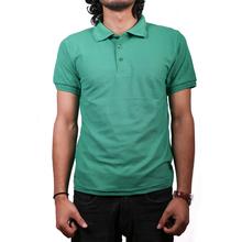 Green Solid Polo Neck 100% Cotton T-Shirt For Men