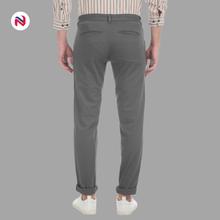 Nyptra Dark Grey Stretchable Cotton Chinos For Men