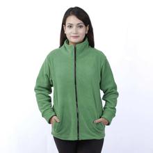 Grey Front Zippered Polar Fleece Jacket For Women-MJK1076