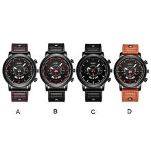 Men's Leather Military Casual Analog Quartz Date Wrist Watch