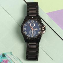 Ultima Navy Blue Roman Dial Metal Strap Analog Watch- Black