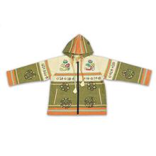 Green & Cream Front Zippered Block Printed Hoodie Jacket For Boys-F27.3.9