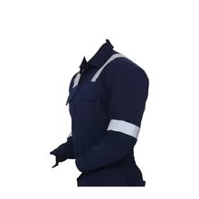 100% Cotton Jacket & Pant with Reflective Tape- Navy Blue