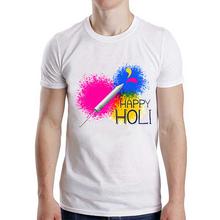 White Printed Holi T-shirts for Men