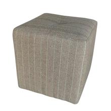 Light Brown Jute/Mixed Cotton Square Puff Stool - 14"