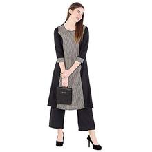 Harshana Women's Rayon Kurta With Palazzo Set, Black