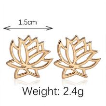 Gold Toned Lotus Flowers Stud Earrings For Women