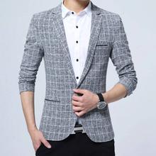 Grey Checkered Blazer For Men