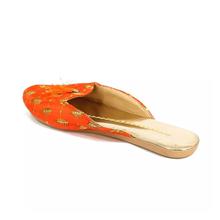 Zari Embroidered Slide Sandals For Women-Orange