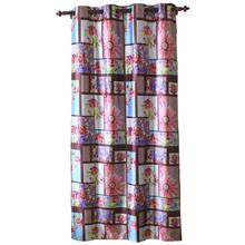 Digital Floral Printed Cotton Fabric Window/Door Curtain - (Red/Blue)