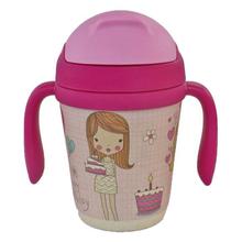 Yookidoo  Pink Printed Bamboo Fibre Straw Cup For Kids