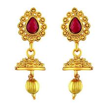 Asmitta Enchanting Red & Green Kundan Gold Plated Opera Style Necklace