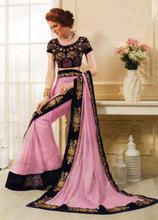 DESIGNER SAREES 4717- Georgette - Black / Pink