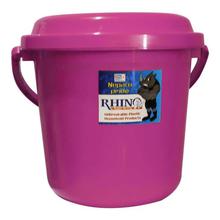 Bagmati Pink Plastic Rhino Bucket With Lid - 22 Ltrs.