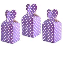 Purple/White Polka Dotted Gift Box With Heart Enclosure (6 Boxes)