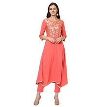 ZIYAA Women's Crepe a-line Salwar Suit Set