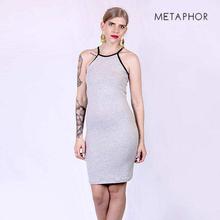 METAPHOR Grey Casual Bodycon Dress (Plus Size) For Women - MD04C