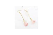 Gold/Pink Hanging Flower Dangler Earrings