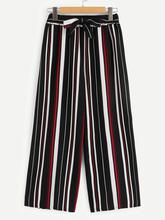 Striped Wide Leg Waist Tie Palazzo Pants