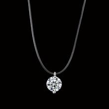 Invisible Transparent Fishing Line Zircon Crystal Pendant Necklace-Silver