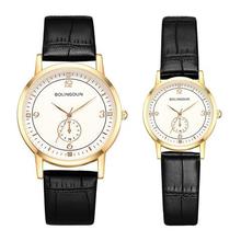 2 PCS Set Couple Watch Simple Leather Bracelet Wristwatch