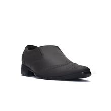 Shikhar Shoes Formal Leather Slip Men's Shoes (Black 33029) with Free Helios Foot Fresh