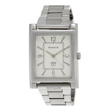 Sonata  White Dial Analog Watch For Men-7925SM01