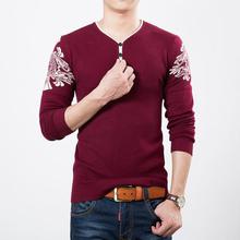 Autumn Spring Casual Men's Sweater V-Neck Striped Slim Fit