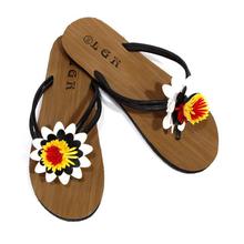 Black/White Sunflower Designed Slipper For Women