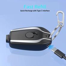 Portable Emergency Key Chain Power Bank Mini Type C Android Plug 1500mah Fast Finger Key Power Bank Keychain