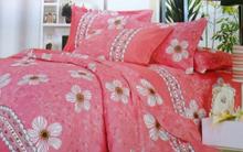 Flower Printed Pink Small Cotton Bedsheet