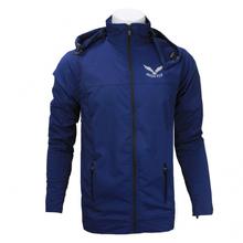 Navy Blue High Fly Hooded Windcheater For Men