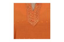 Lacey Mandarin Neck Kurti Top For Women-Orange