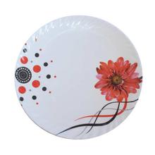 White/Red Floral Printed 11" Round Melamine Dinner Plate Set - 6 Pieces