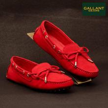 Gallant Gears Red Leather Loafers For Women - ( HX10 )