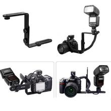 Aluminum L-Shape Camera Flash Bracket Flashlight DSLR Holder Mount