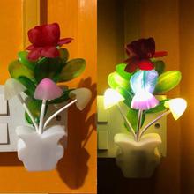 Romantic Colorful Changing LED Mushroom Night Light Wall Lamp Home Decor