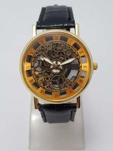 Nacked Dialed Fashionable Designed Analog Watch For Men - Gold Dial