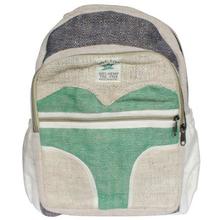 Nepal Hemp Green/Beige Front Zippered Backpack-Unisex